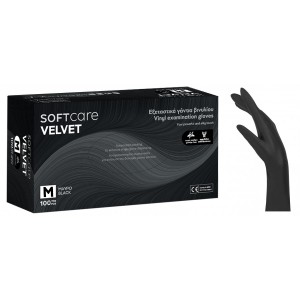 Γάντια Βινυλίου Soft Care VELVET χωρίς πούδρα-Μαύρο