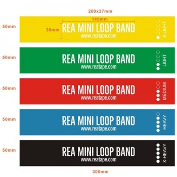 Rea Mini Loop Band Set 5 Λάσ/χα γυμ[60x5cm:x-light/light/med/heavy/x-heavy]Μπλε-Κίτρινο-Πράσ-Κοκ-Μαύ